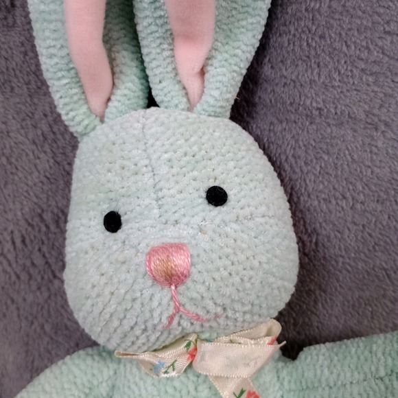 GUND Plush Bunny Rabbit Bunnikins 3626 Greenish Blue Stuffed Animal with Bow 14" - Picture 3 of 8